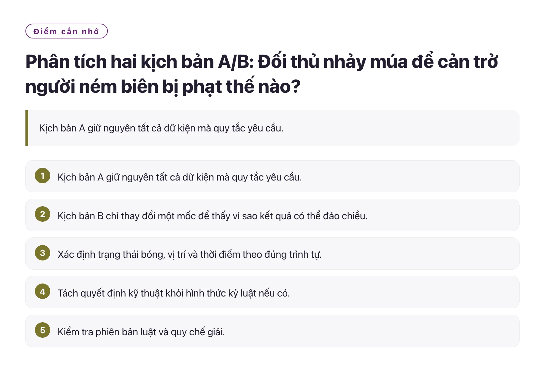 Phân tích hai kịch bản A/B: Đối thủ nhảy múa để cản trở người ném biên bị phạt thế nào?——全文要点速览